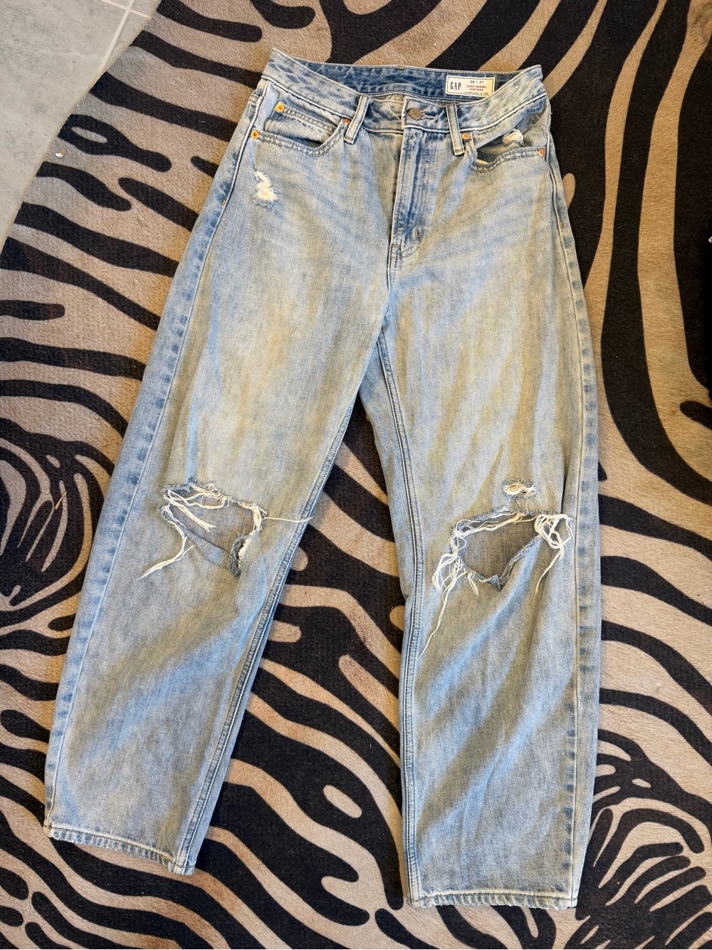 GAP Light Blue Boyfriend Jeans with Knee Rips